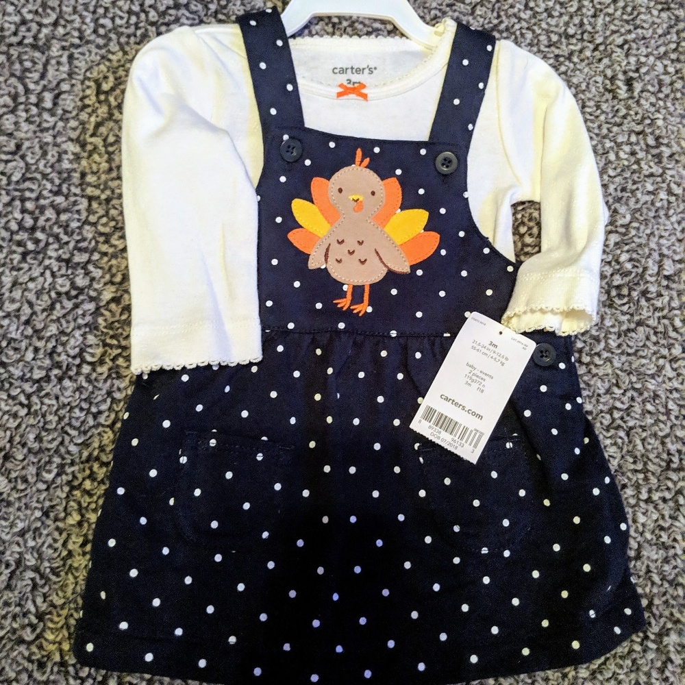 Carter's Turkey Long Sleeve Dress - 3mos - NWT